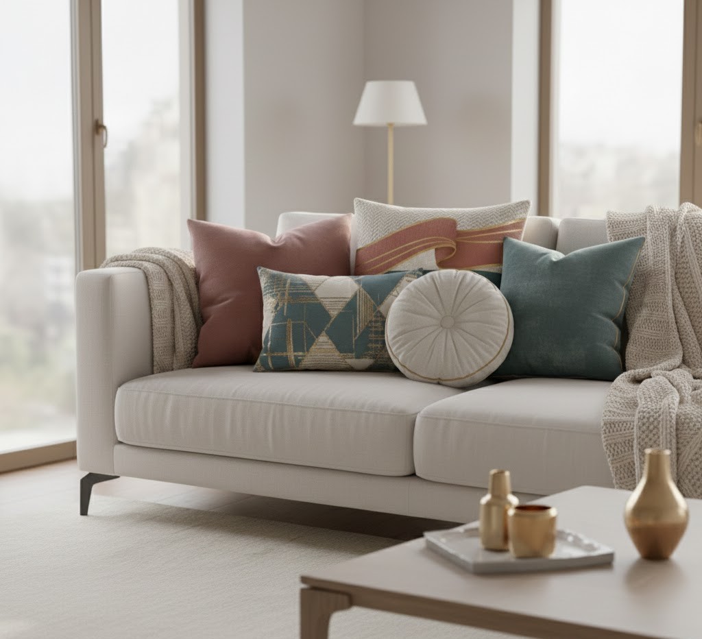 Textile arrangement in living room